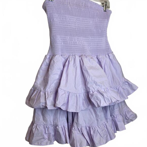 NWT Mable Light purple strapless smocked ruffle dress size L - Cute! - Picture 1 of 8